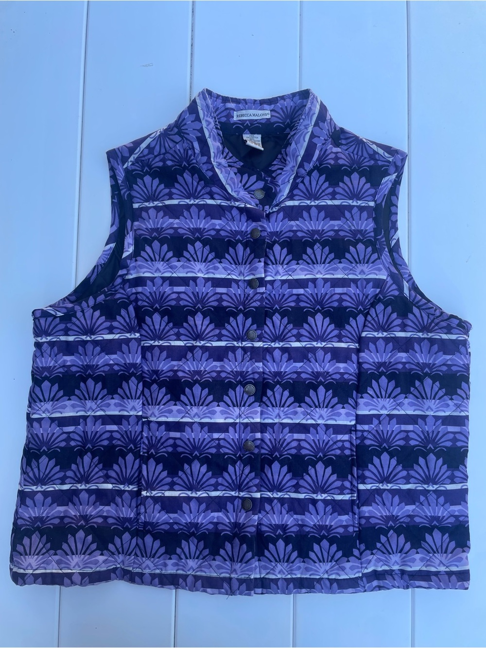 Rebecca Malone Quilted Button Up Vest, Size L, EUC